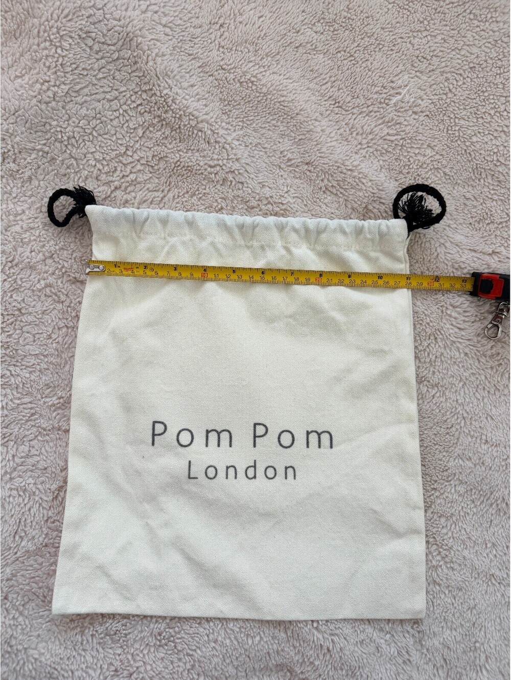 Pom Pom London Ivory Drawstring Dust Bag Designer Handbag Storage 13"